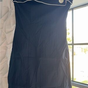 Elegant Black Dress with White Trim